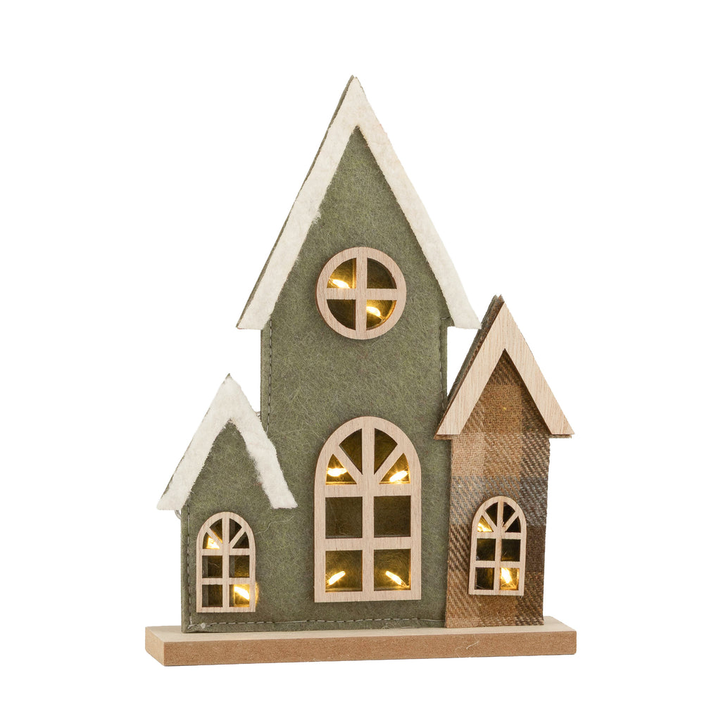 Maison en feutre illuminée - Vert