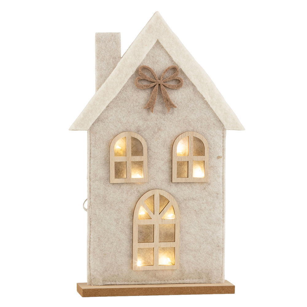 Grande maison en feutre illuminée - Gris