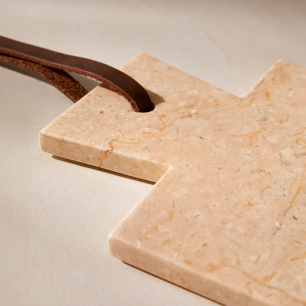 Planche en marbre blanc et bois - Teck