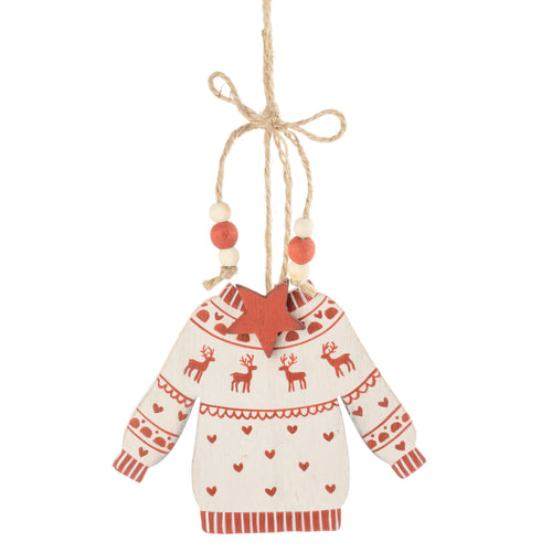 Wooden ornament - White sweater