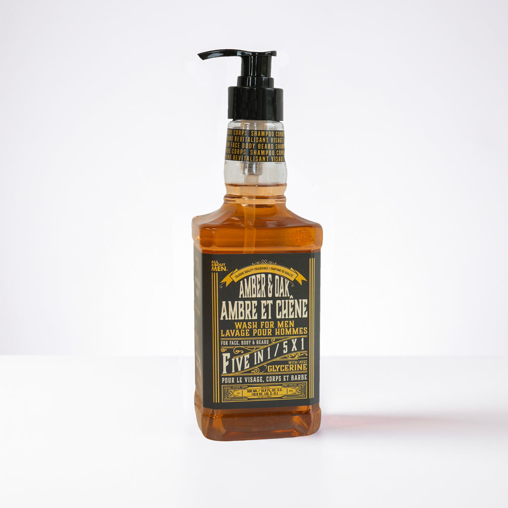 5-in-1 shower gel – smoked leather and cedar