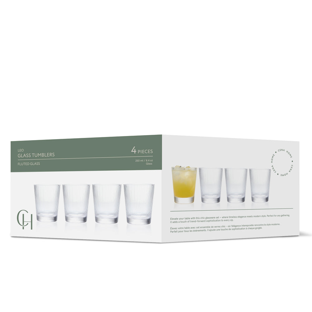 Ensemble de 4 verres striés - 250 ml