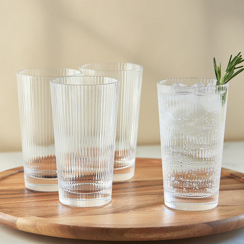 Set of 4 ribbed glasses - 350 ml