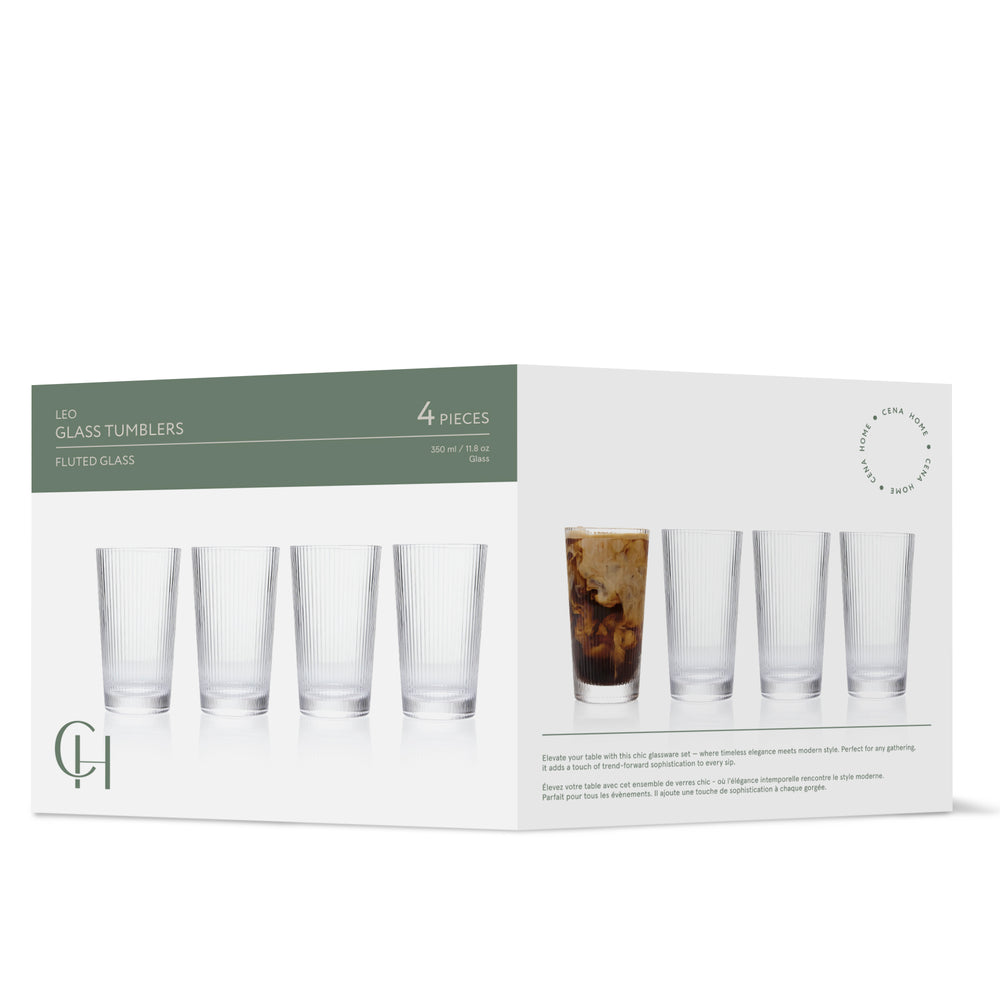 Ensemble de 4 verres striés - 350 ml