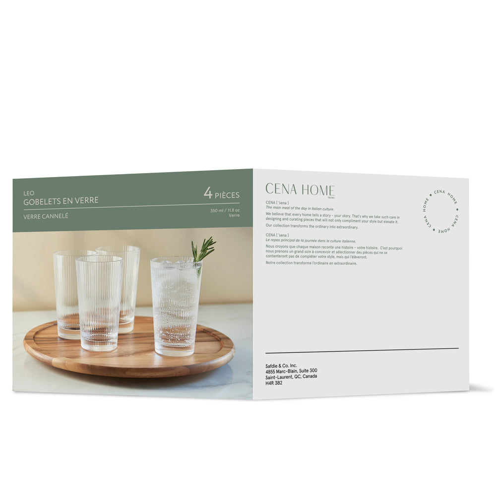 Ensemble de 4 verres striés - 350 ml