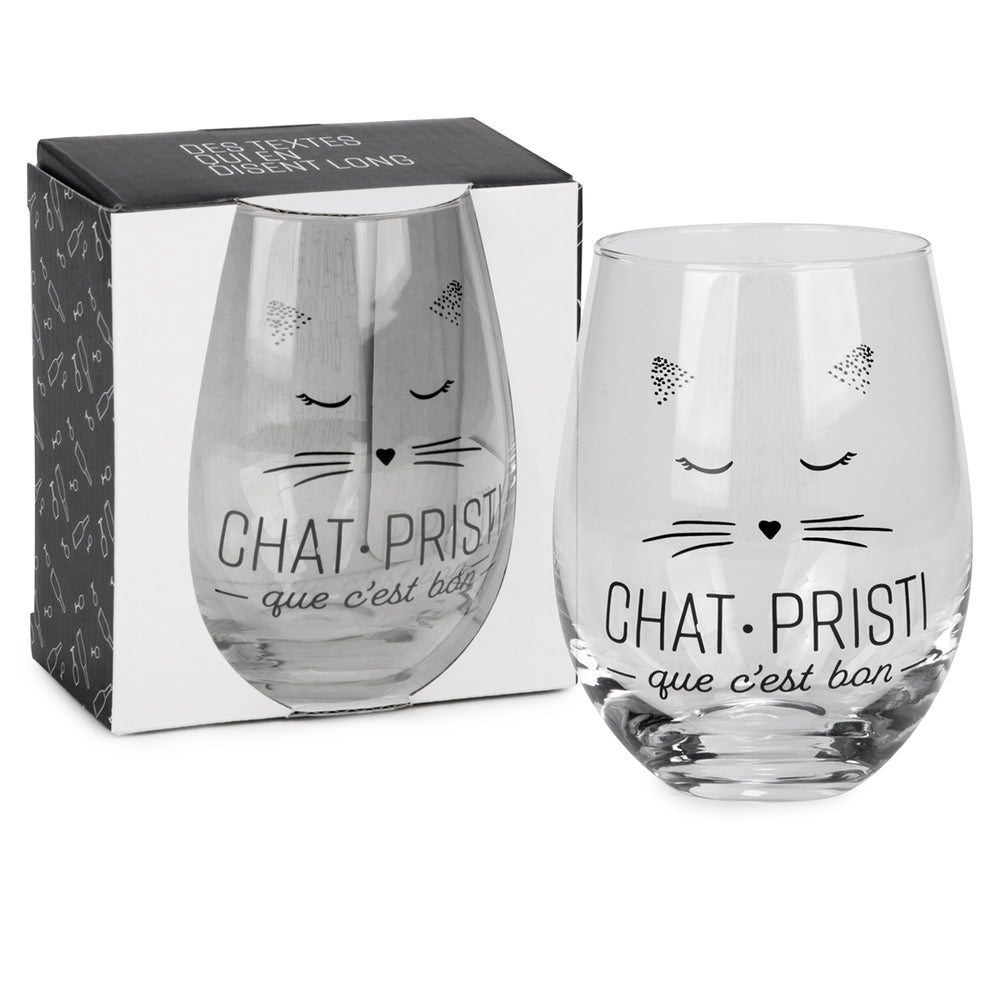 Verre à vin sans pied ''chat pristi''