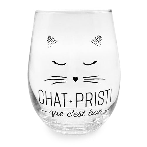 Verre à vin sans pied ''chat pristi''