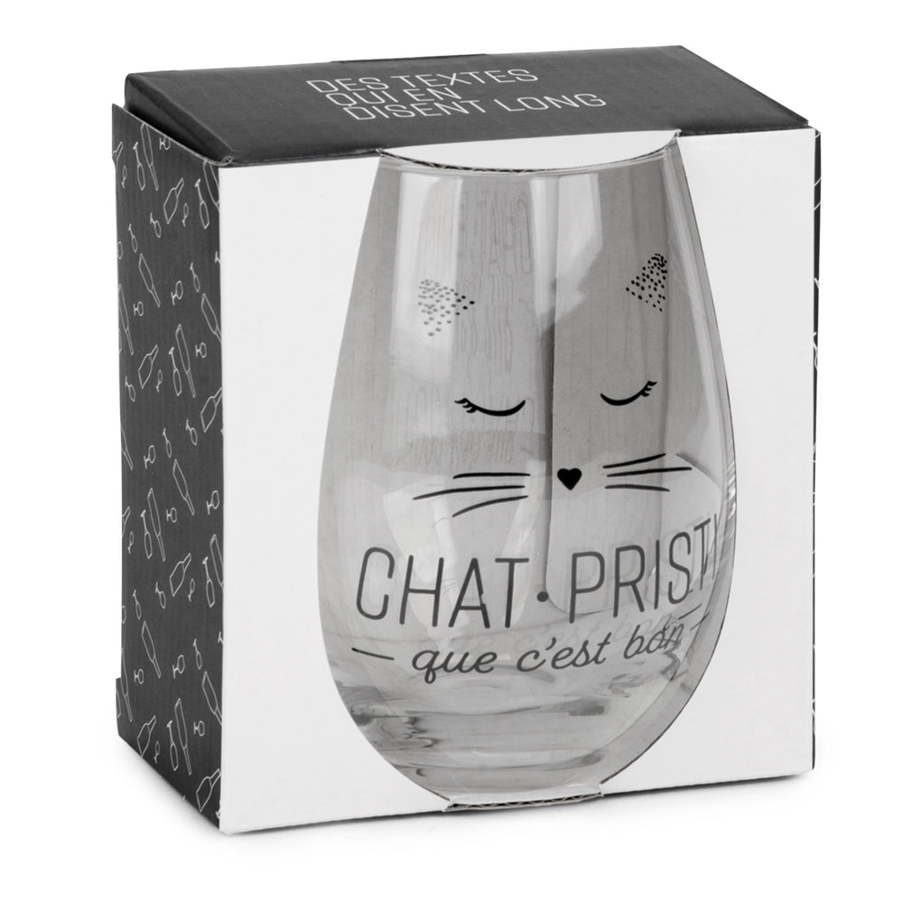 Verre à vin sans pied ''chat pristi''