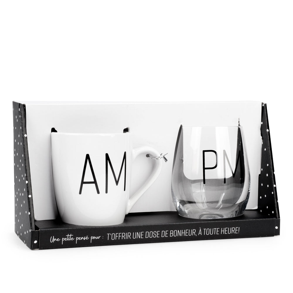 Wine glass & mug duo - AM | PM