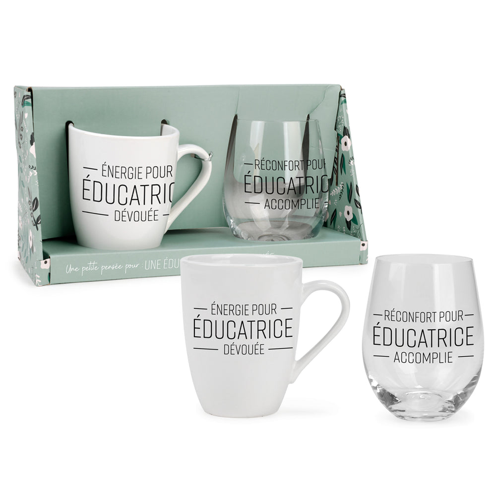 Wine glass & mug duo - Éducatrice