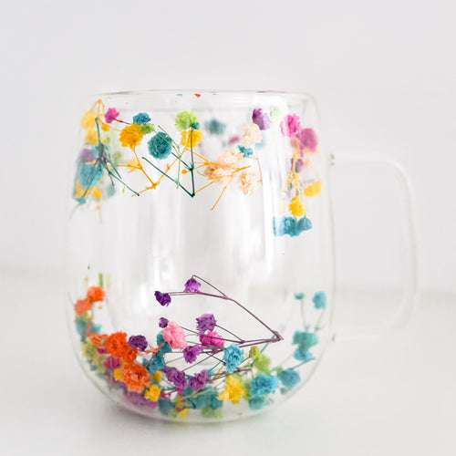 Tasse double paroi - Fleurs multicolores