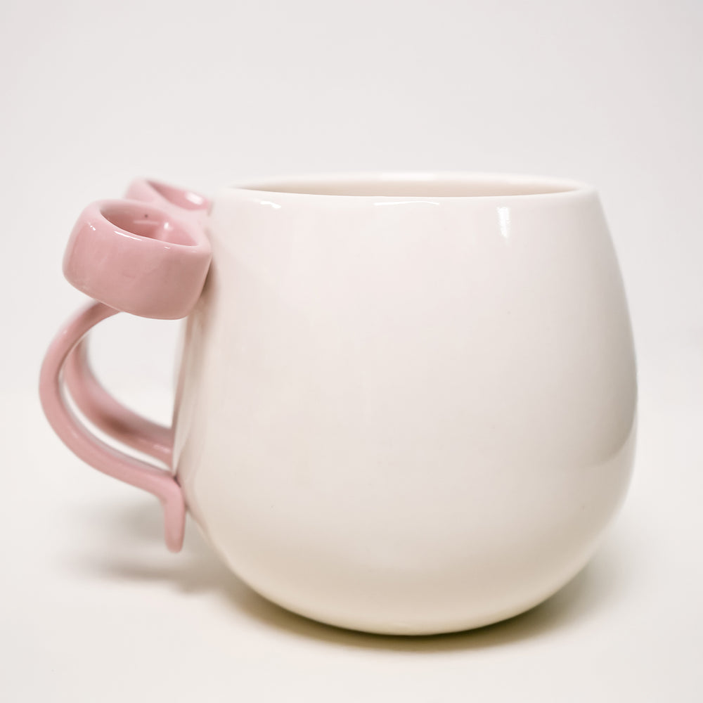 White ceramic cup - Pink loop