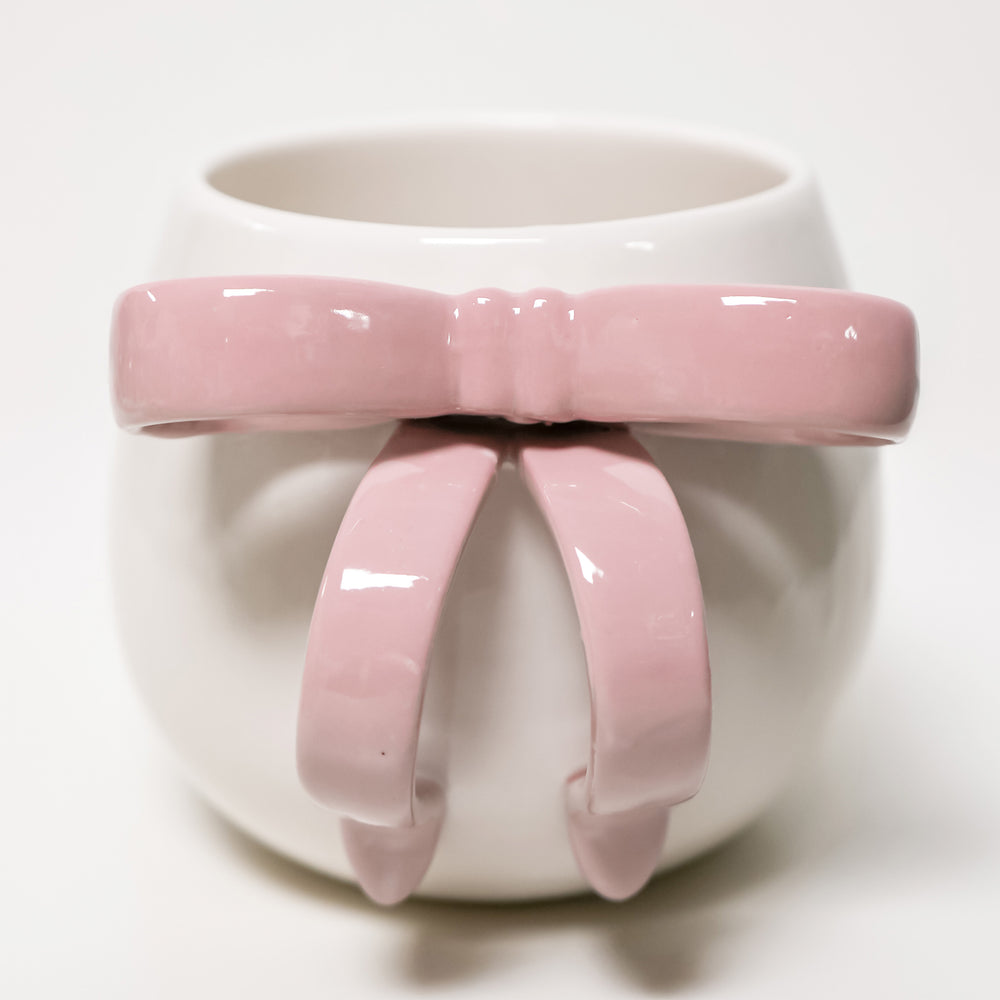 White ceramic cup - Pink loop
