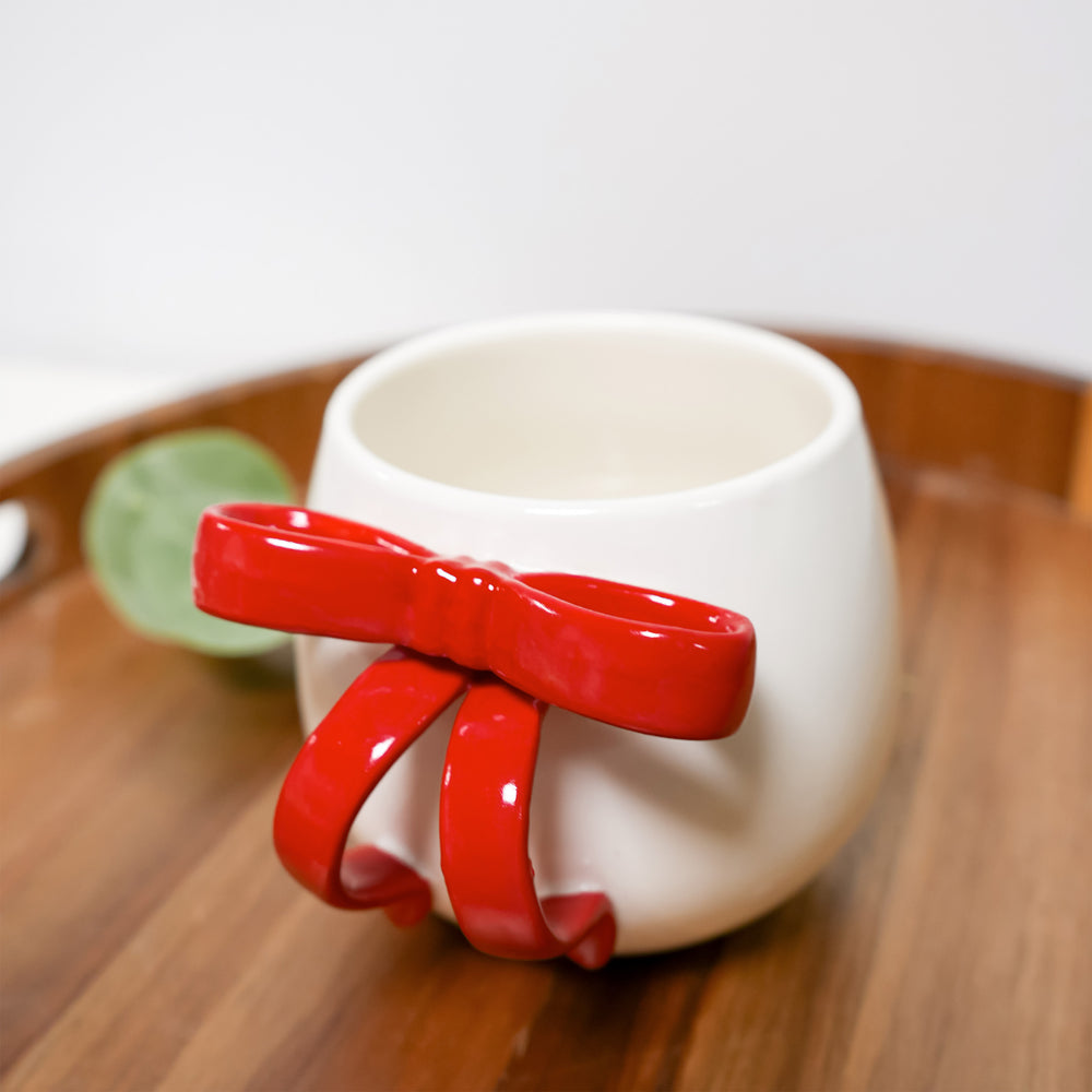 Tasse en céramique blanche - Boucle rouge