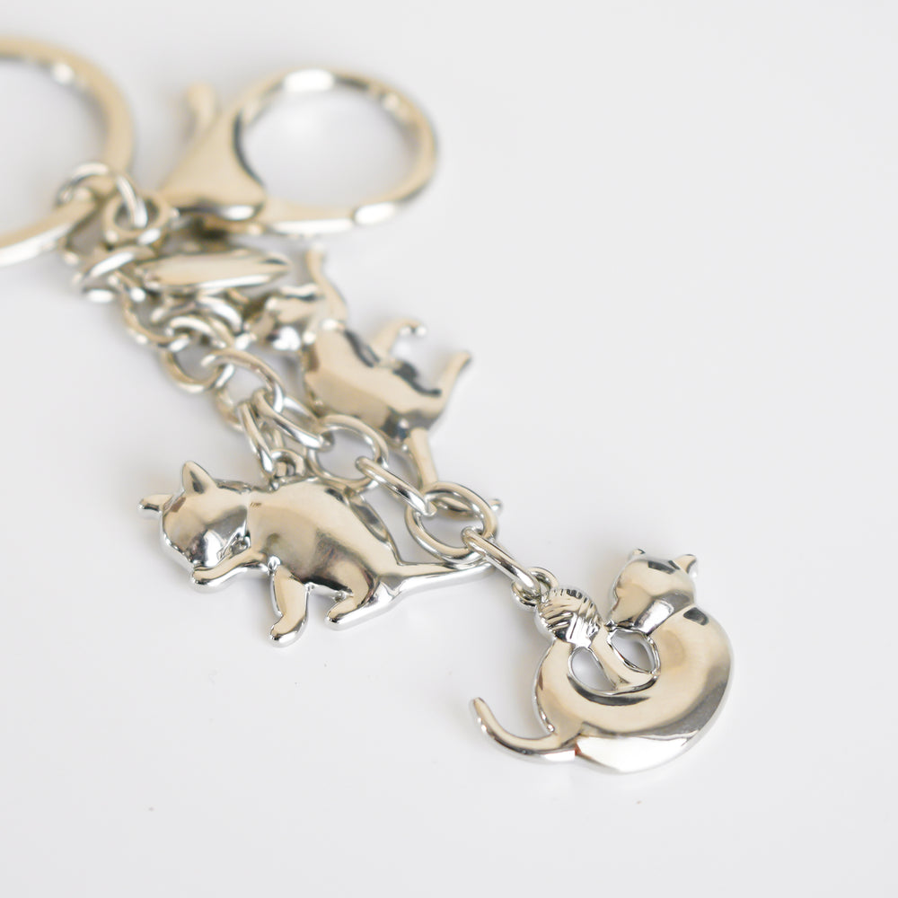 Porte-clé argent - Chats