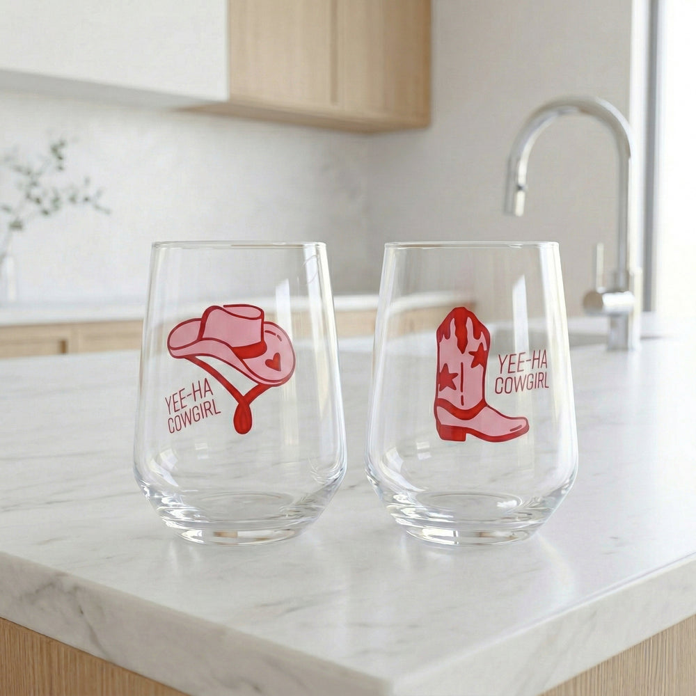 Duo of stemless wine glasses - Cowgirl