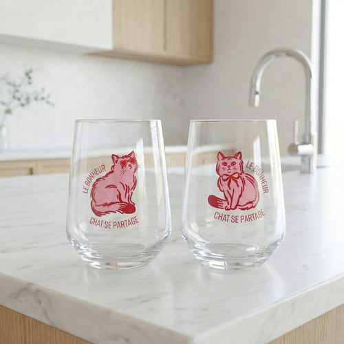 Duo of stemless wine glasses - Cat