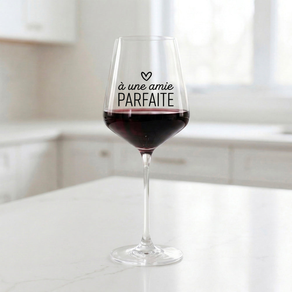 Wine glass with text - to my friend...