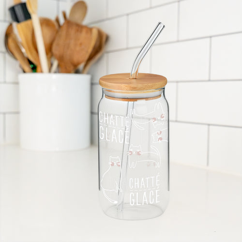 Glass with straw & lid - Cuty cats