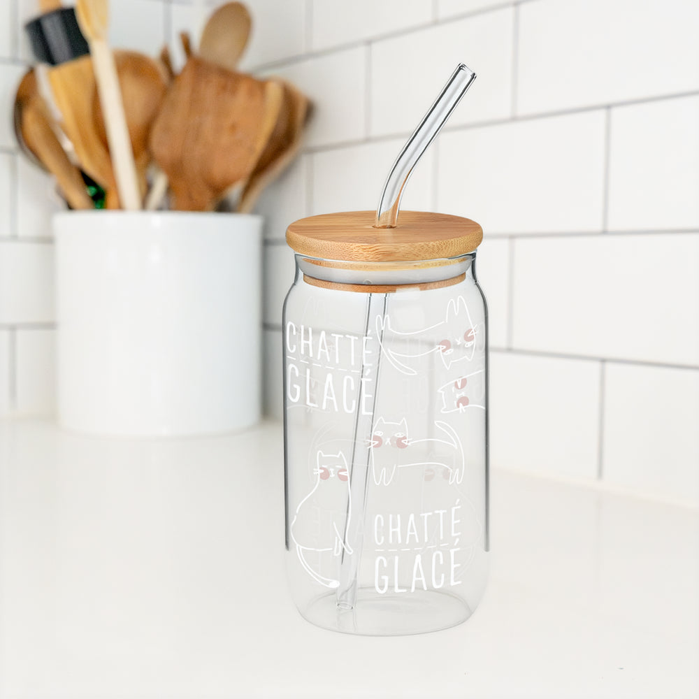 Glass with straw & lid - Cuty cats