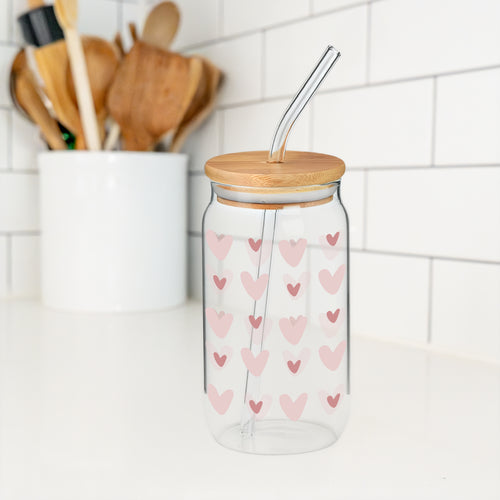 Verre avec paille & couvercle - Coeur