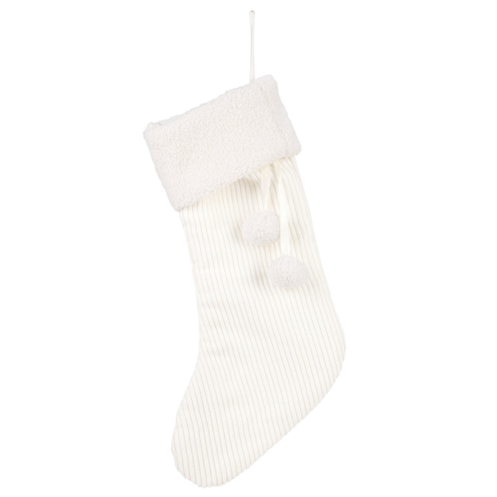 Christmas stockings with pompons - Cream