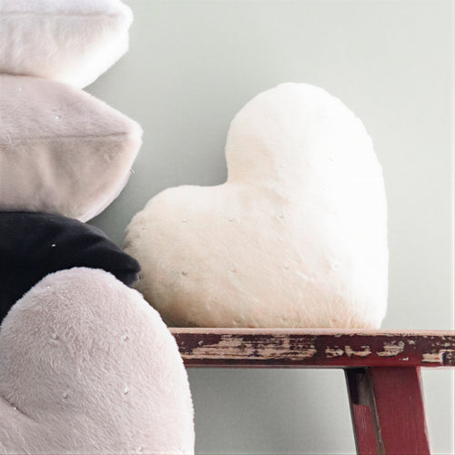 Cream Heart-Shaped Cushion