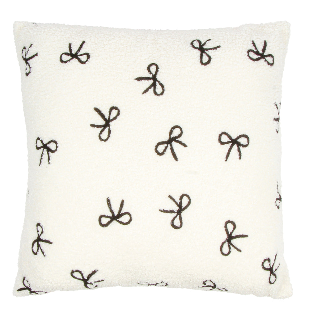 Coussin crème - Boucles noires