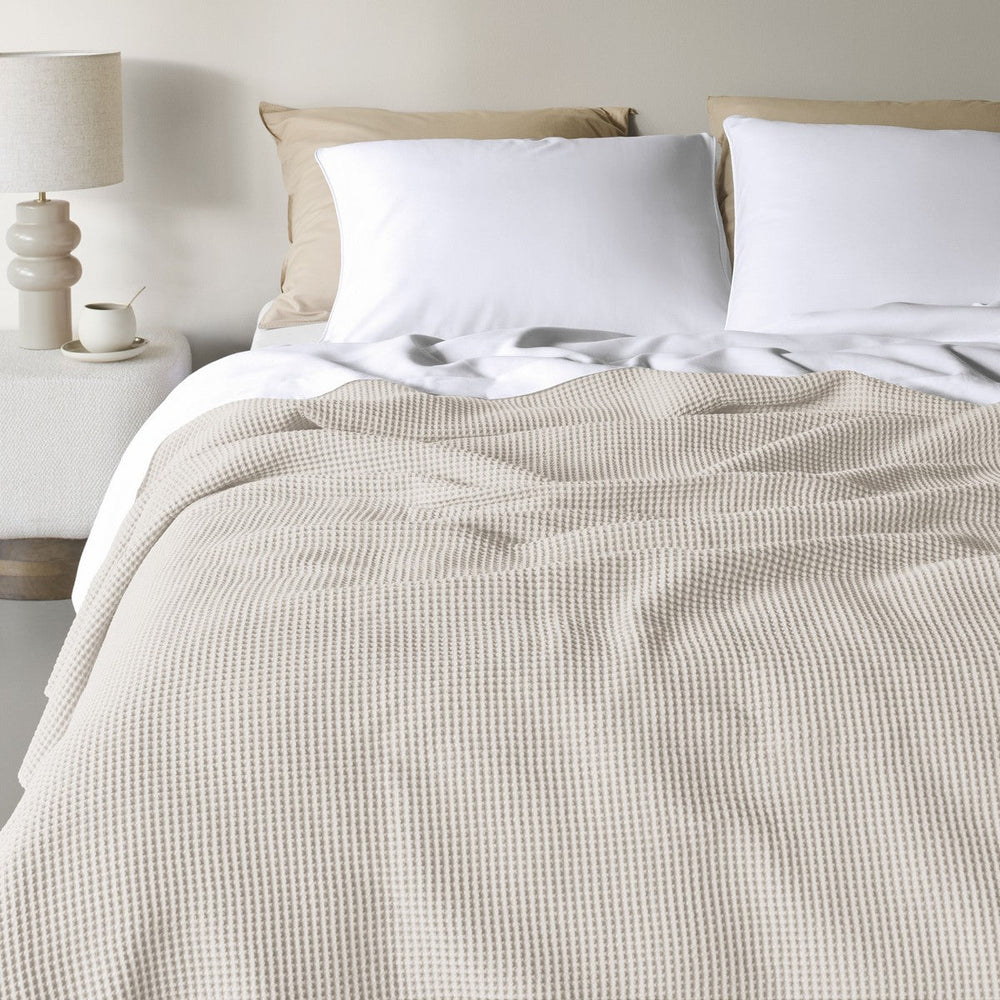 Sand waffle cotton throw - Celia