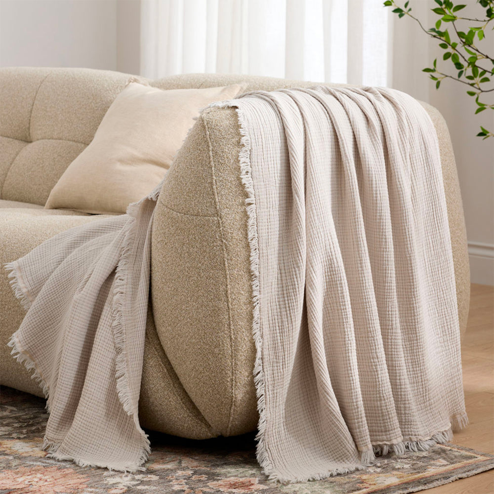 Gray white throw #32