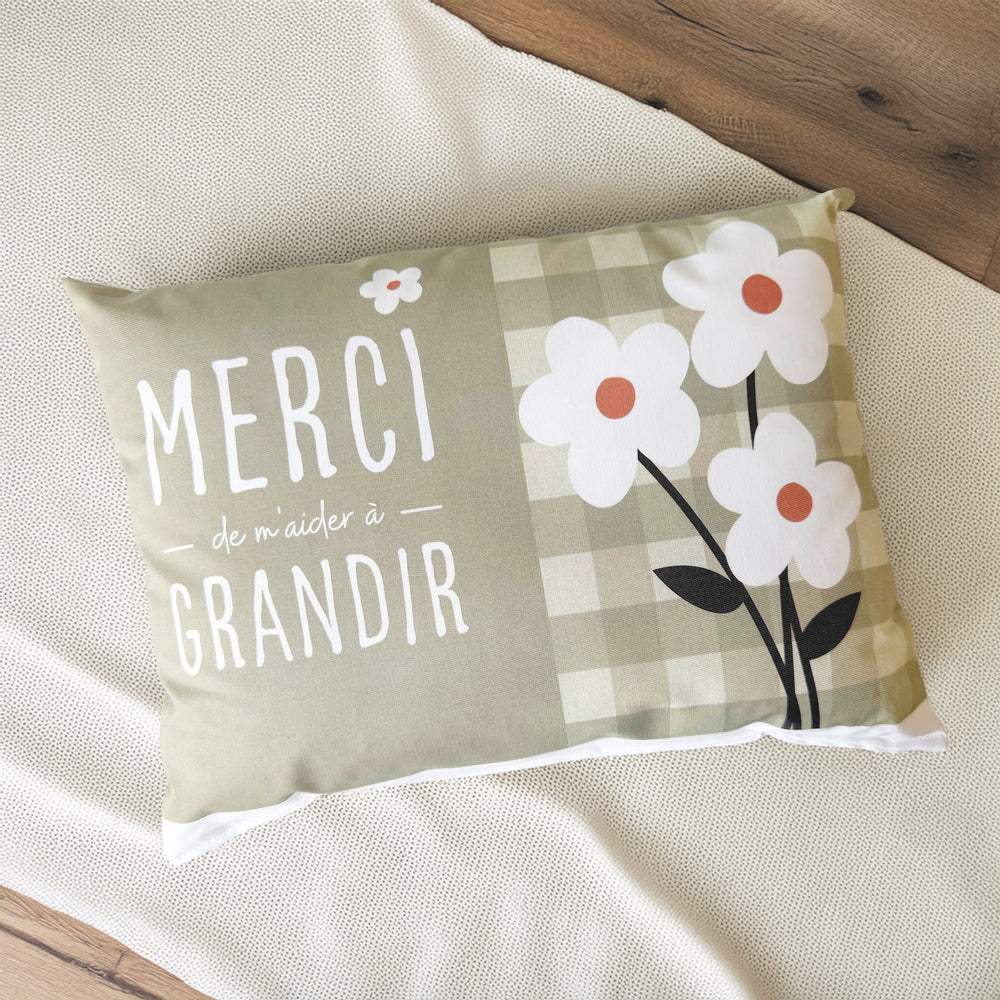 Sage green text cushion - Thank you
