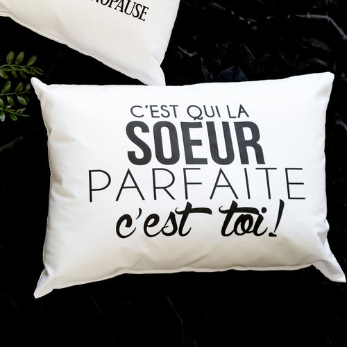 Coussin à texte paysage - Soeur parfaite