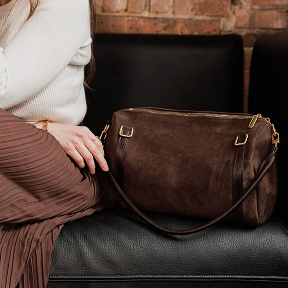 Sac de voyage en faux suède - Chocolat