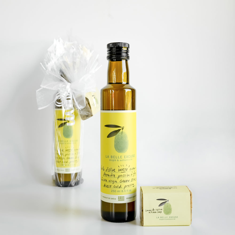 Ensemble-cadeau - Huile d'olive verte & savon