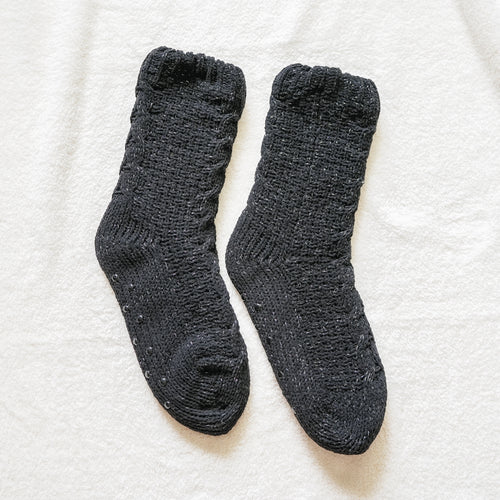 Lined wool socks - Black