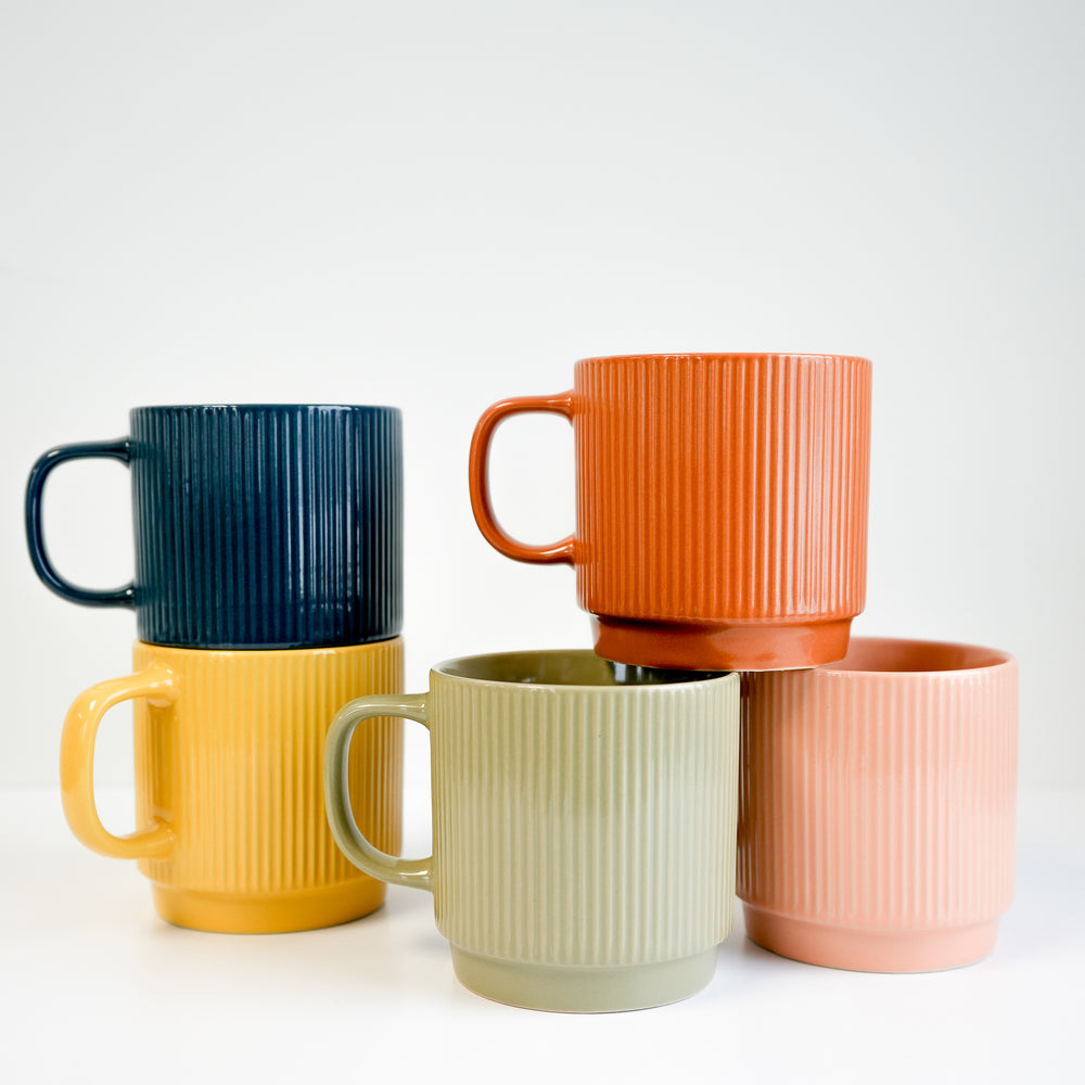 Striped & stackable mug - Rusty