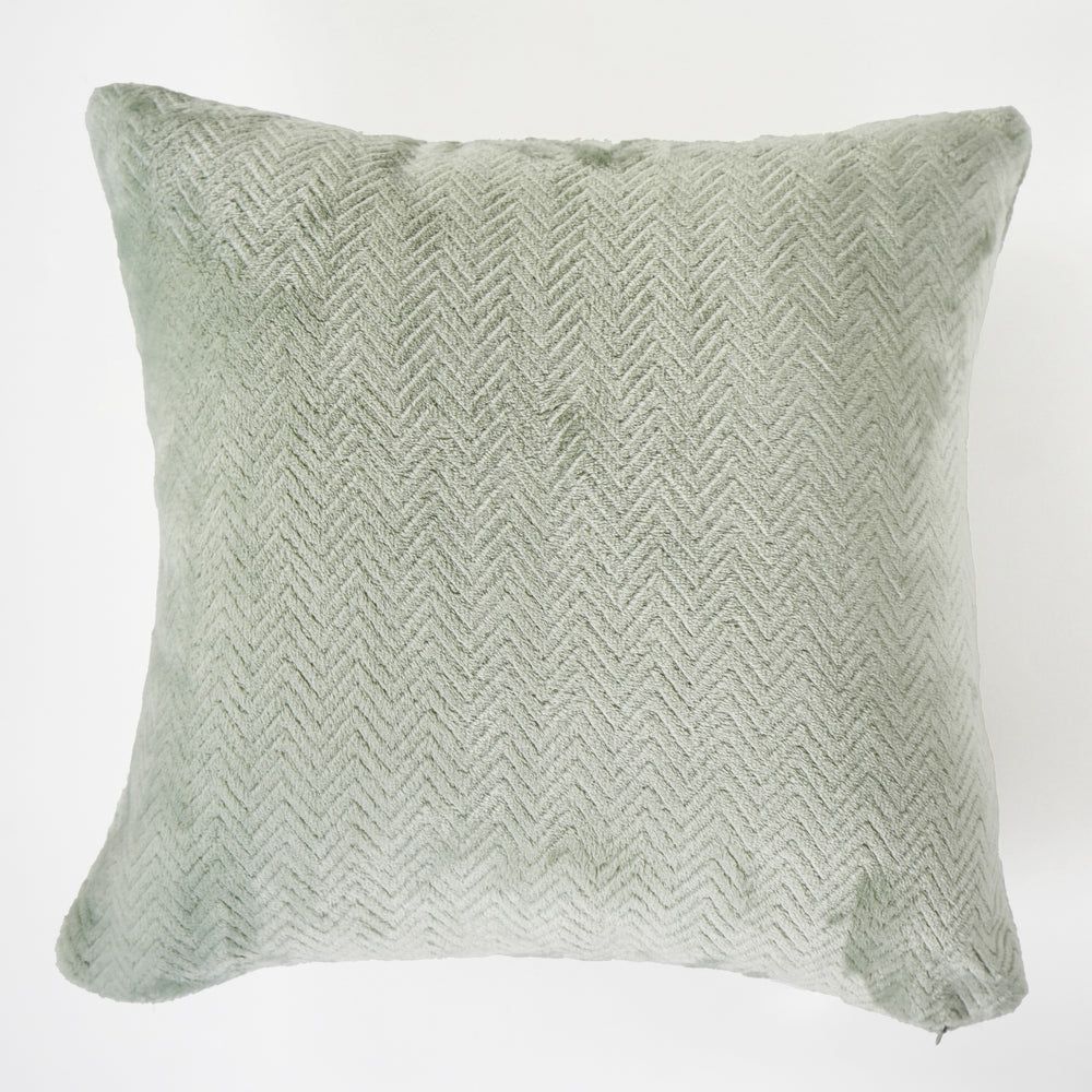 Coussin en microflanelle - Chevrons vert sauge