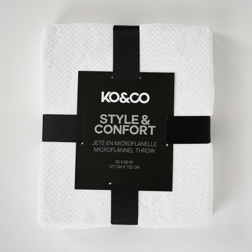 Microflannel throw - White chevrons