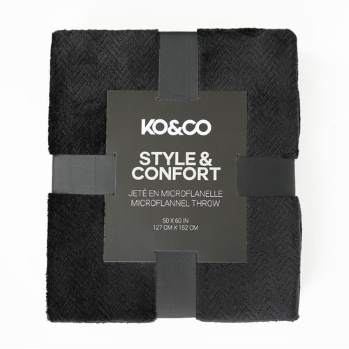 Microflannel Throw - Black Chevron Patterns