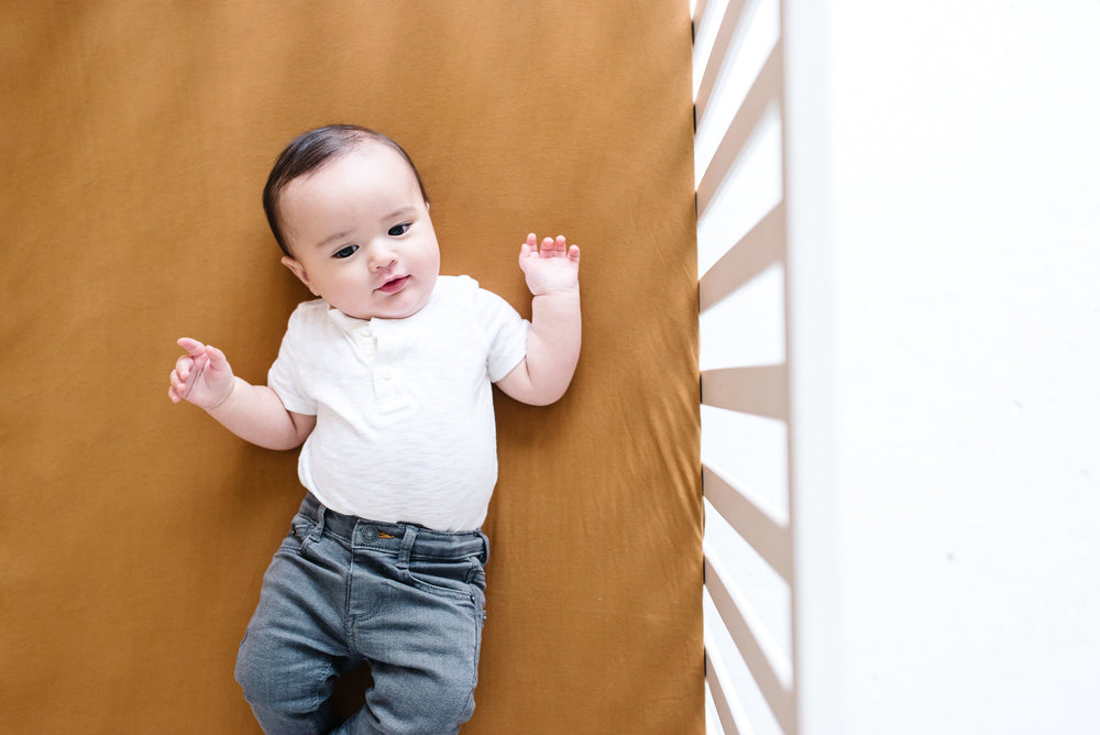 Crib fitted sheet - Camel