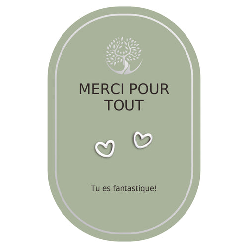 Boucles d'oreilles coeur argent - Merci pour tout
