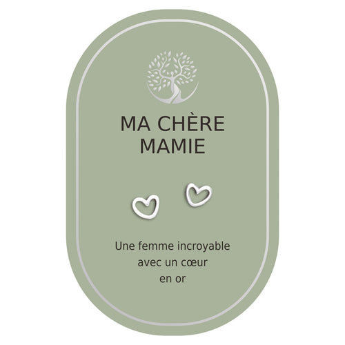 Boucles d'oreilles coeur argent - Ma chère mamie