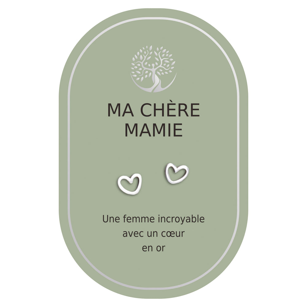 Boucles d'oreilles coeur argent - Ma chère mamie