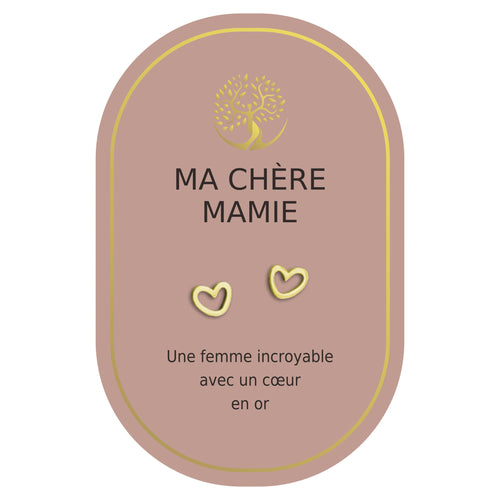 Boucles d'oreilles coeur or - Ma chère mamie