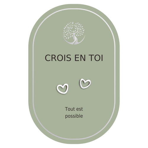 Boucles d'oreilles coeur argent - Crois en toi