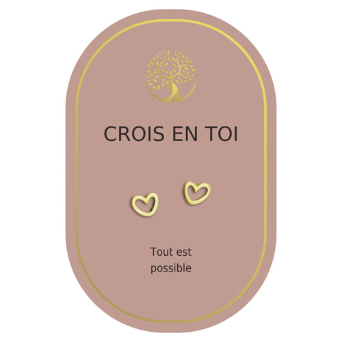Boucles d'oreilles coeur or - Crois en toi