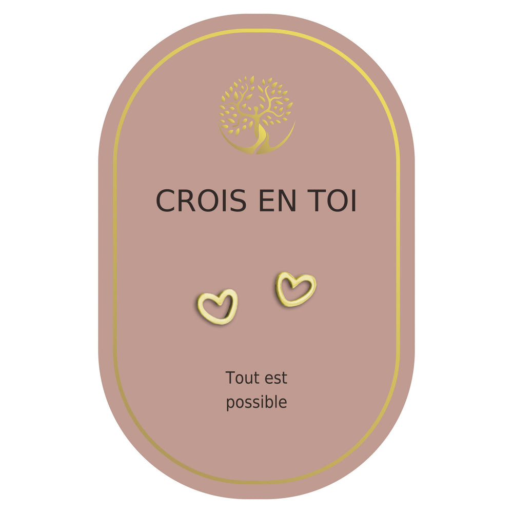 Boucles d'oreilles coeur or - Crois en toi