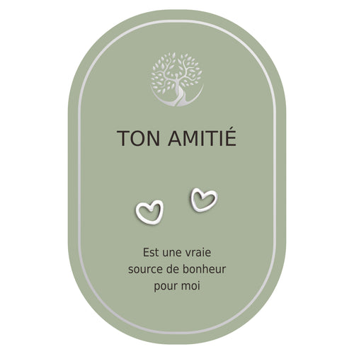 Boucles d'oreilles coeur argent - Ton amitié
