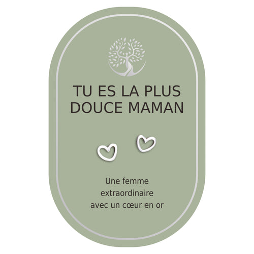 Boucles d'oreilles coeur argent - Douce maman