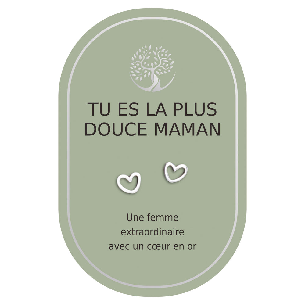 Boucles d'oreilles coeur argent - Douce maman